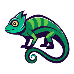 Sleek Chameleon Vector Design White Background
