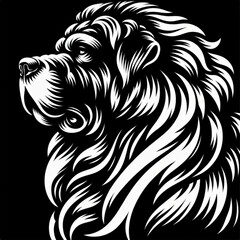 Obraz premium Majestic Dog Silhouette: An artistic rendering of a noble dog, showcasing intricate linework that accentuates the kingly profile. The image conveys strength, courage.