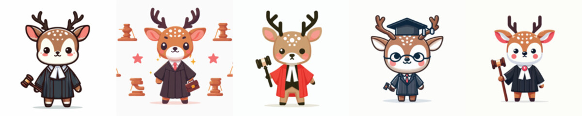 cute vector deer in judge costume