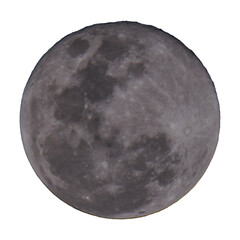 High-Resolution Image of a Full Moon with Detailed Features, isolated background