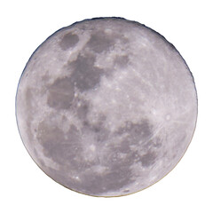 High-Resolution Image of a Full Moon with Detailed Features, isolated background