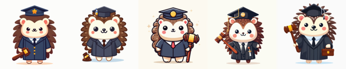 cute vector hedgehog in judge costume