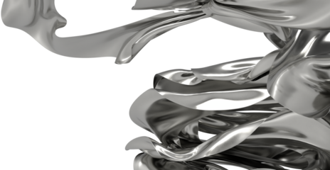 High-resolution image of an abstract silver metal fluid sculpture. Perfect for modern design projects.