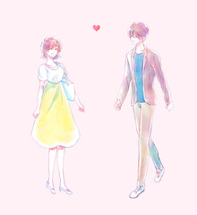 笑顔の男女　恋愛