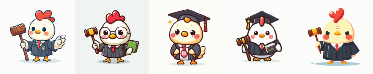 funny vector of chicken in judge costume