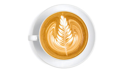 Artful Latte A Top-Down View of Coffee with Leaf Design
