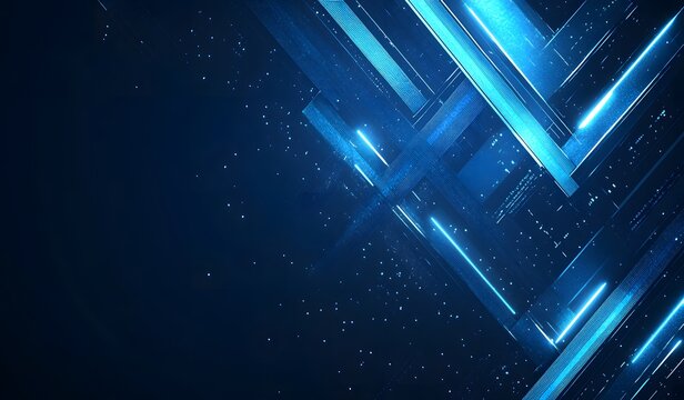 A blue background with glowing arrows and bar charts, representing growth in business or market trends