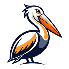 Sleek Pelican Vector Design White Background