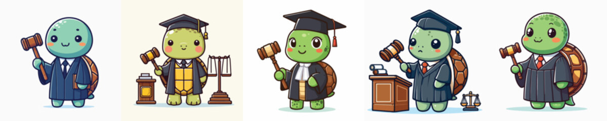 funny vector of turtle in judge costume