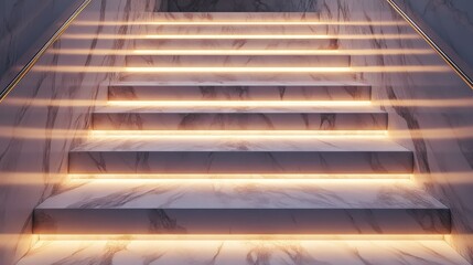 Marble Stair Tread, Radiant LED Lighting, Elegant Interior Design, Seamless Architectural Style, Refined Step Illumination For Modern Home Appeal And Upscale Decor Inspiration And Aesthetic Ambiance