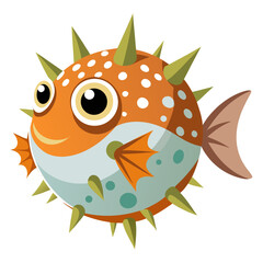 Sleek Pufferfish Vector Design White Background