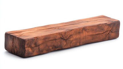 Fototapeta premium A rustic wooden block with a natural finish, showcasing unique grain patterns and textures, Ideal for decor, furniture design, or as a base for crafts, emphasizing natural materials,