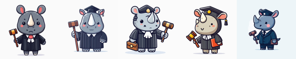 funny vector rhino in judge costume