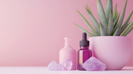 Cozy Aromatherapy Setup with Essential Oils and Fresh Greenery