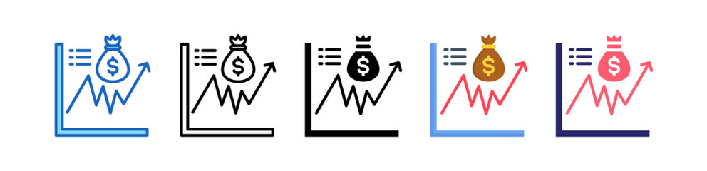 Market Capitalization Multiple Style Icon Set Collection. 