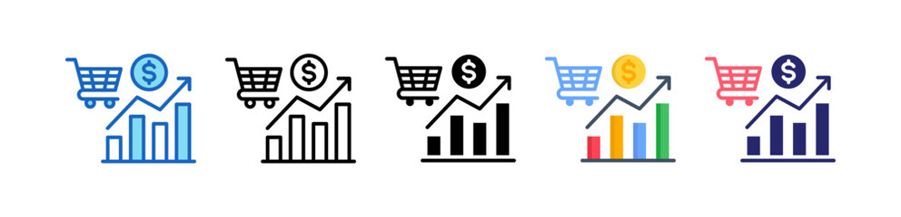 Market Trends Multiple Style Icon Set Collection. 