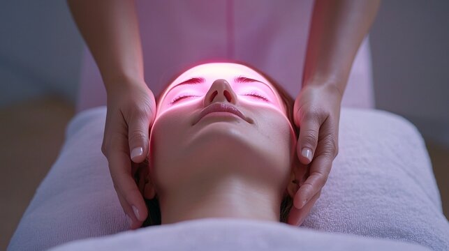 Healing Hands Reiki Treatment with Glowing Light Over Patient Face