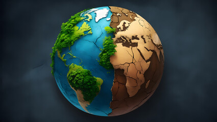 Earth globe floating in space on a black background