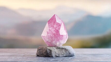 Healing Crystal on Natural Stone with Soft Background for Wellness