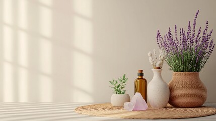 Relaxing Space with Natural Elements and Healing Props for Yoga