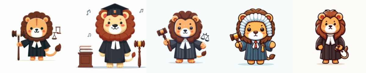 funny vector lion in judge costume
