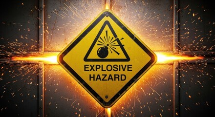 Explosive Hazard Warning Sign with Welding Sparks