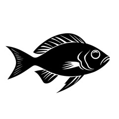 Naklejka premium Fish swimming gracefully in water with detailed fins and body shape captured in a stylized design