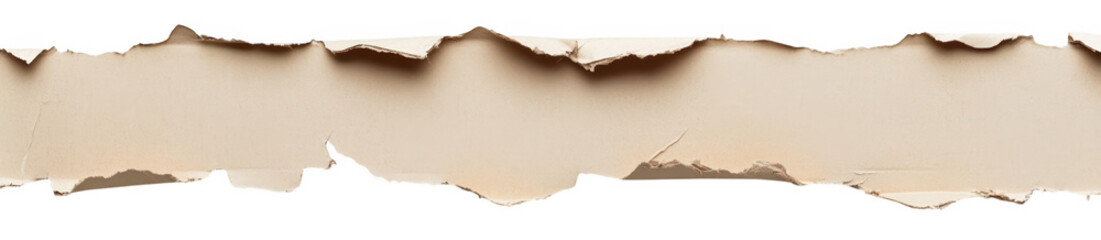 Torn paper edge texture isolated on transparent background