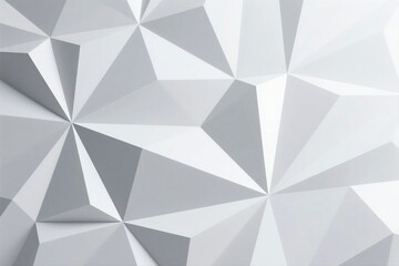 A modern abstract design featuring triangular polygonal shapes in white and gray, creating a minimalist and geometric pattern background.