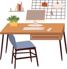 Office Workstation Vector – Minimal Desk Setup for Business and Design