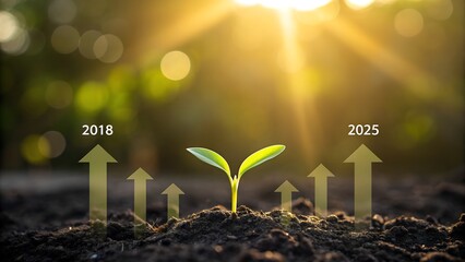 Witness incredible growth from 2018 to 2025 with this seedling