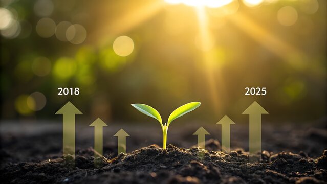 Witness incredible growth from 2018 to 2025 with this seedling