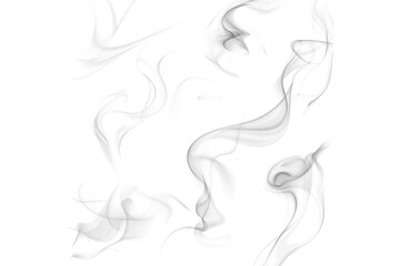 Wisps of smoke swirling in abstract patterns isolated on transparent background