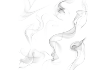 Wisps of smoke swirling in abstract patterns isolated on transparent background