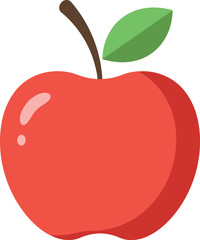 Vibrant red apple with green leaf isolated