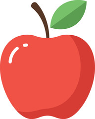 Vibrant red apple with leaf healthy food icon