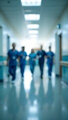 "Blurred Medical Team Walking in Hallway