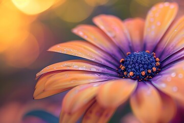 Dewdrops on a vibrant orange flower