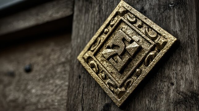 Ornate Golden Number Two on Rustic Wood Background for Decoration - Powered by Adobe