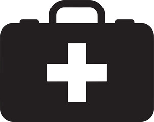 Obraz premium Black silhouette of a first aid kit with a white cross symbol
