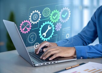 businessman working on laptop