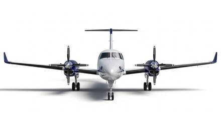 Front view of a small airplane isolated on white background for design use