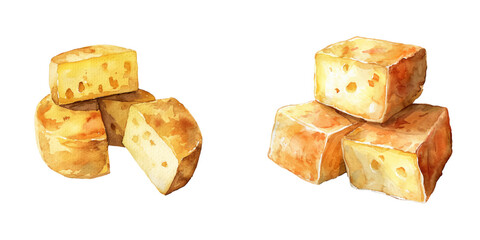 tibetan yak cheese watercolor vector illustration