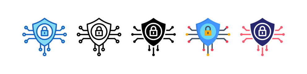 Cyber Security Multiple Style Icon Set Collection. 