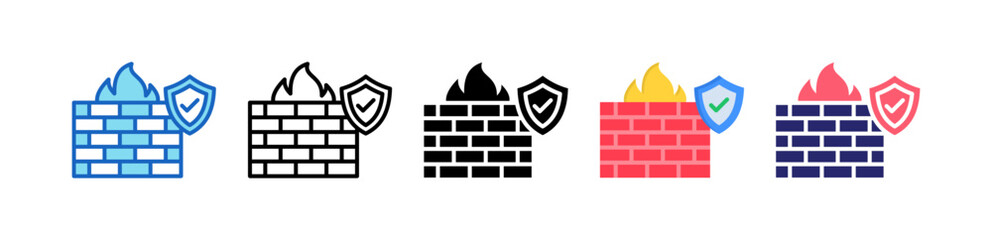 Obraz premium Firewall Multiple Style Icon Set Collection. 