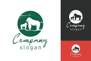 New animal logo, gorila logo, colorful safari logo.