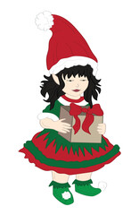 Little Christmas Elf with Gift