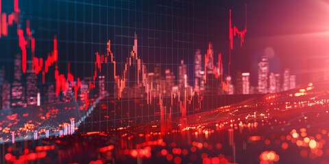 Illustration depicting the collapse of the stock market, with plunging graphs, red arrows, and financial symbols, conveying a dramatic downturn in economic conditions.