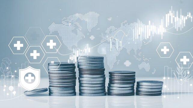 Stacks of coins representing healthcare finance and medical costs