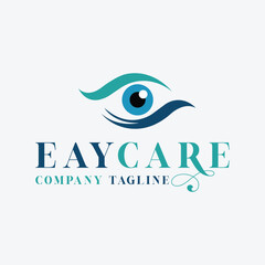Modern Blue Eye Care Logo with Text